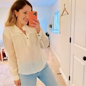 Isabel Marant White Sheer Cotton Silk Blouse 40 Medium